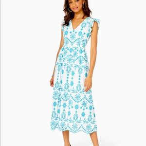 Iilly Pulitzer Lillyanne Eyelet midi dress in pink size 00